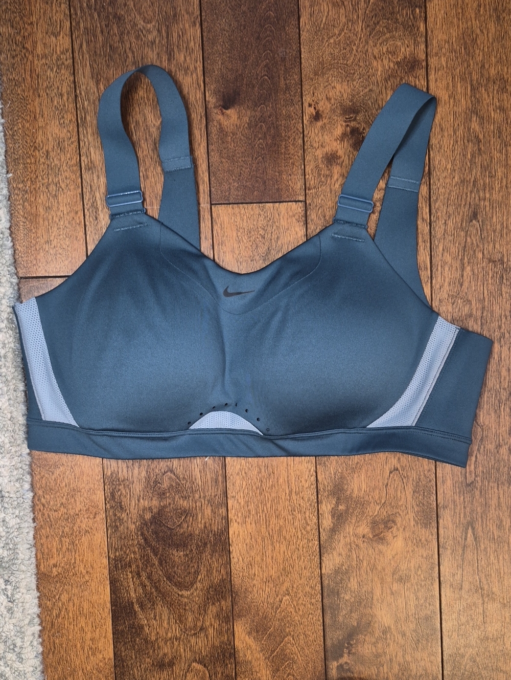 Nike Slate Blue High-Support Sports Bra with Light Gray/blue Mesh